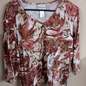 Alfred Dunner 3/4 SleevePullover Floral Pattern size medium.